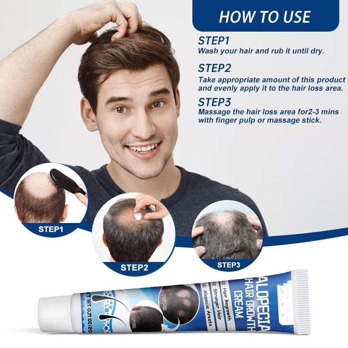 Generic Alopecia Hair Growth Cream packaging in travel-friendly form
