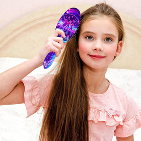 Generic anti-static detangler brush reduces flyaways for a smooth finish.