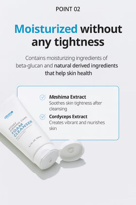 Generic A.T.O.M.Y cordyceps extract detail for nourished skin after cleansing.