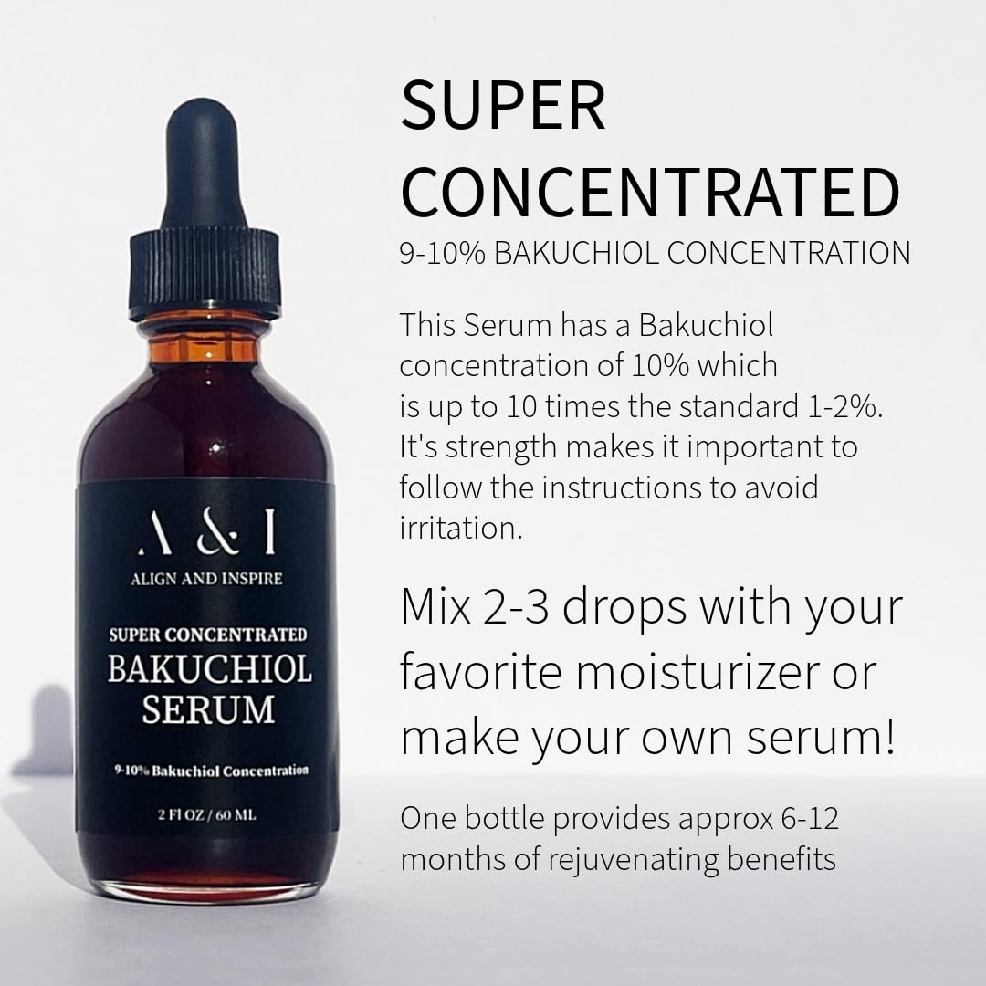 Generic Bakuchiol Serum front label highlights Made in U.S.A. and organic ingredients.