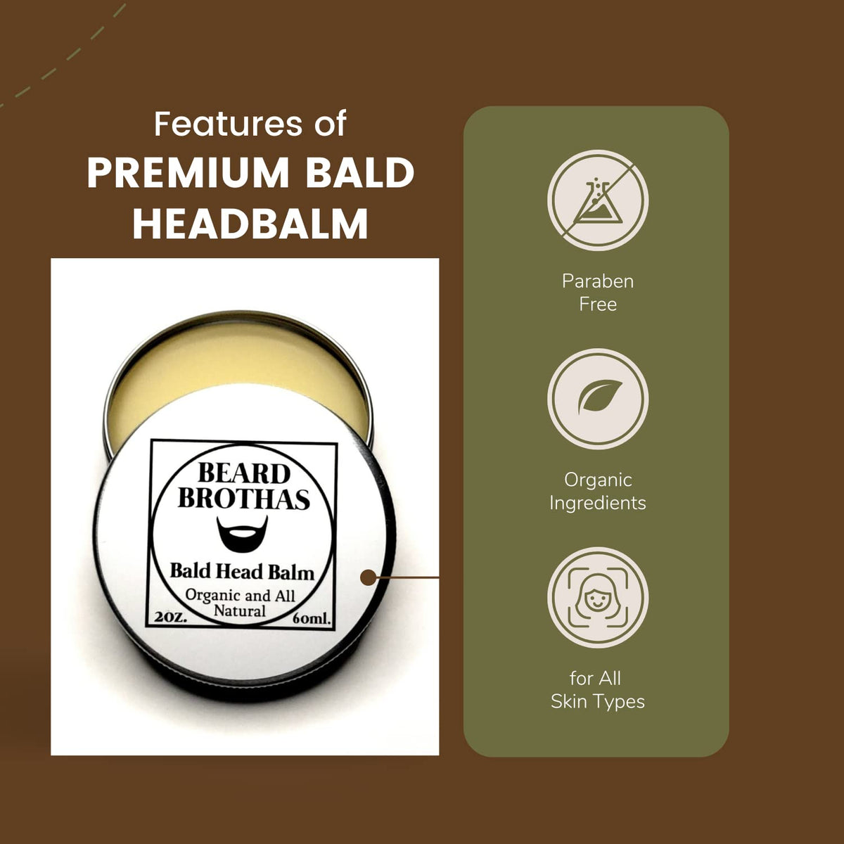 Generic Bald Head Balm fragrance-free Classic scent with natural essential oils.