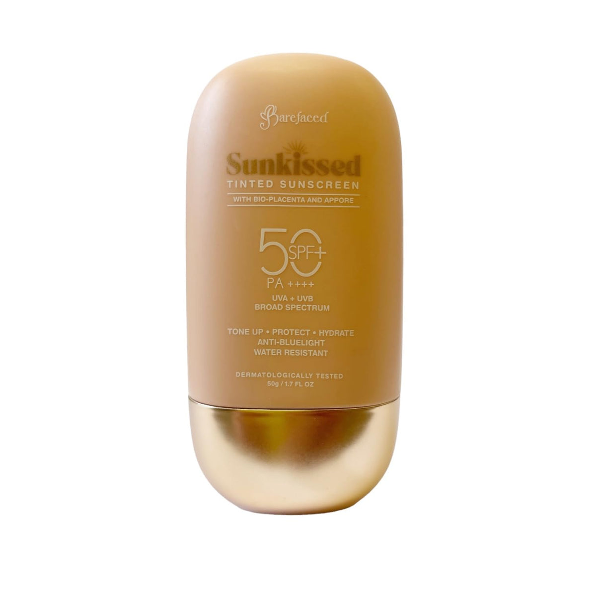 Generic Barefaced Sunkissed tinted sunscreen 50g front view shows daily UV protection and natural glow.