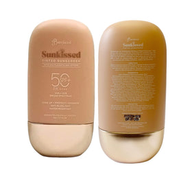 Generic Barefaced Sunkissed tinted sunscreen bottle with SPF 50 label visible.