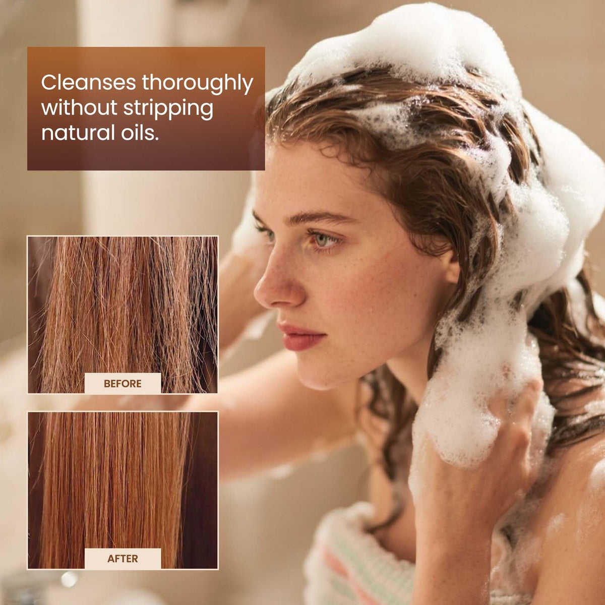 Hands applying Batana Oil to scalp for nourishment and growth support.