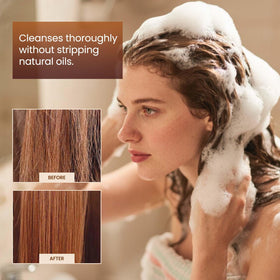 Hands applying Batana Oil to scalp for nourishment and growth support.