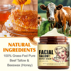 Generic Beef Tallow Facial Balm jar close-up reveals creamy texture for hydration.