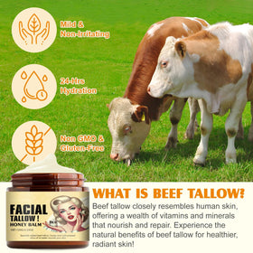 Generic Beef Tallow Facial Balm texture melting into skin for easy absorption.