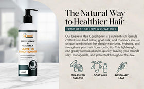 Generic beef tallow goat milk leave-in conditioner applying on hair for detangling