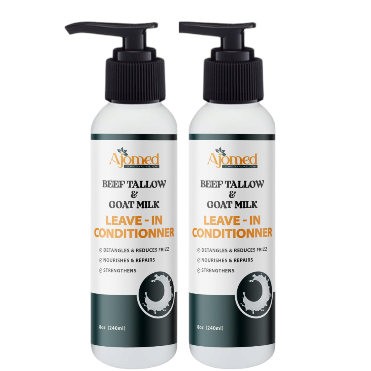 Generic beef tallow goat milk leave-in conditioner USA handmade bottle in hand
