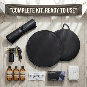 Generic Black Sunless Tan Tent for private spraying and light-filled top area.