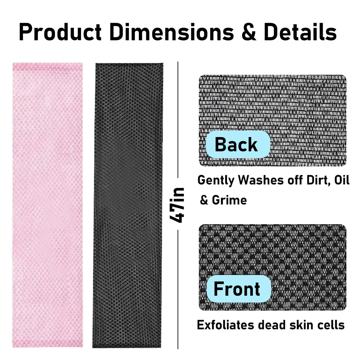 Blissal two-sided exfoliating towel shown for gentle daily care