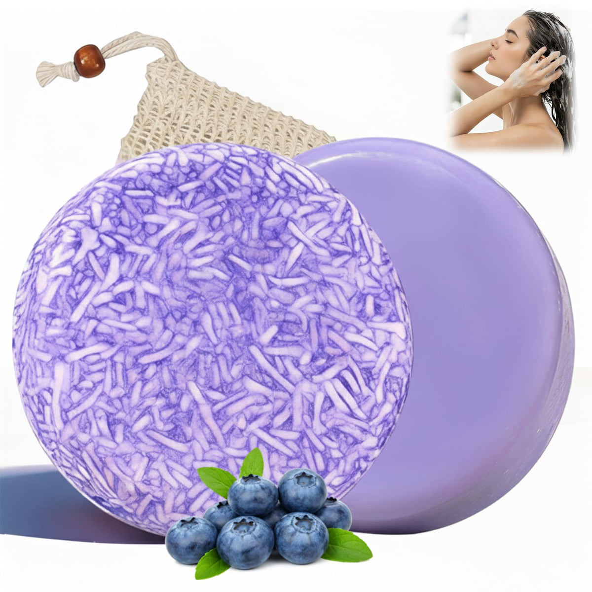 Generic Blueberry Fields shampoo bar producing rich lather for scalp cleansing