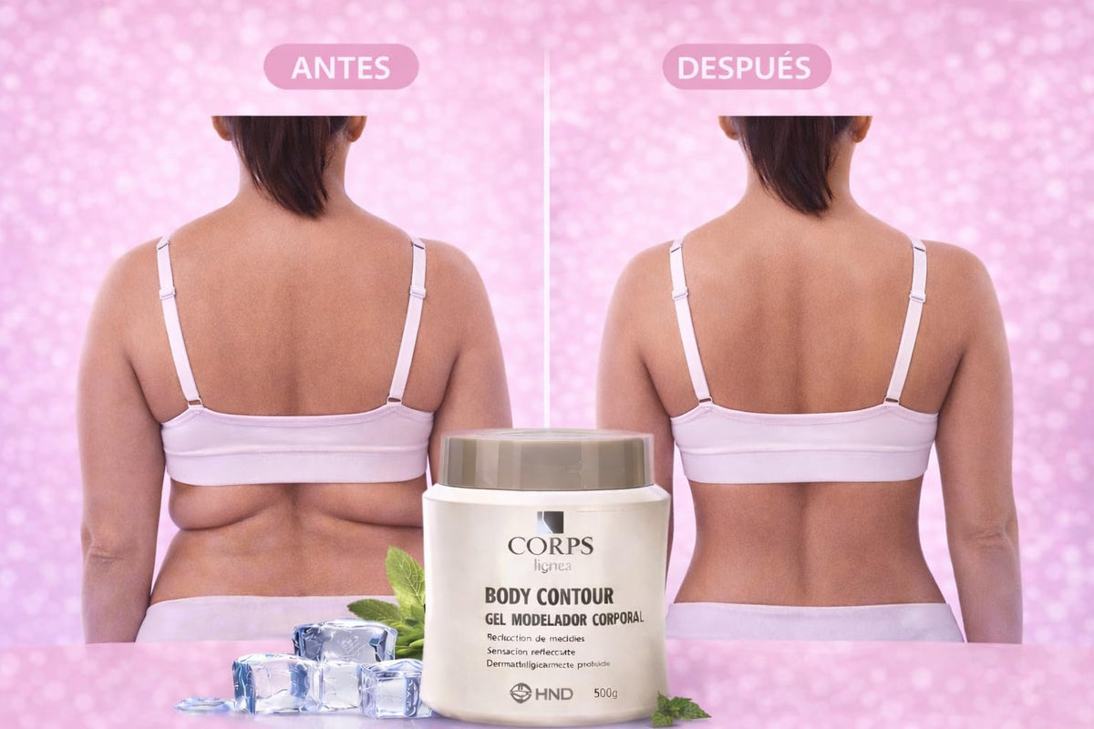 Generic Body Contour Gel 500 g packaging suggests long-term treatment convenience.