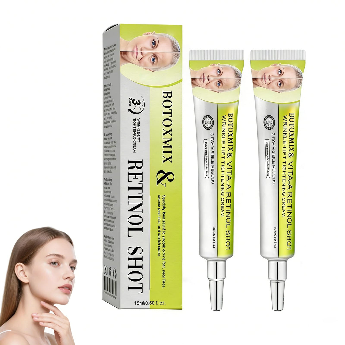 Generic Botoxmix Vita-A Shot Cream bottles show the dual-pack for extended routine