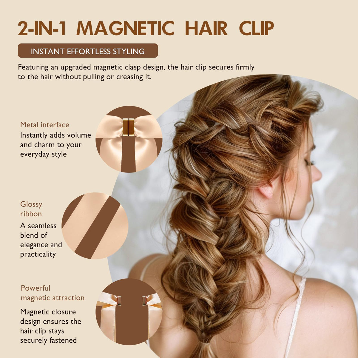 Generic Bow clip suitable for all hair types and textures.