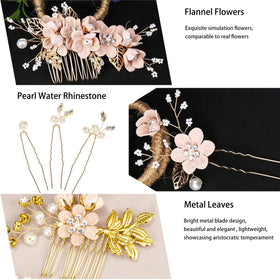 Generic bridesmaid hair pins in pink flowers for secure, all-day wear