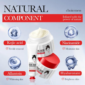 Generic Kojic Acid Cream texture on skin suggests subtle radiance.