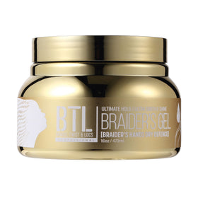 BTL Braider's Hands Dry Defense Gel bottle with 16 oz for all-day hold without drying.