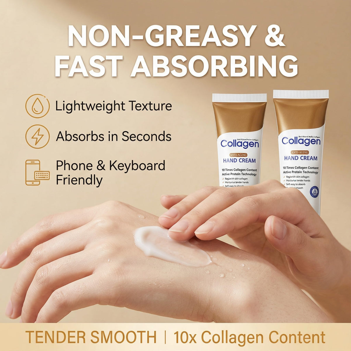 Compact travel tube by Generic Collagen Hand Cream for on-the-go care.