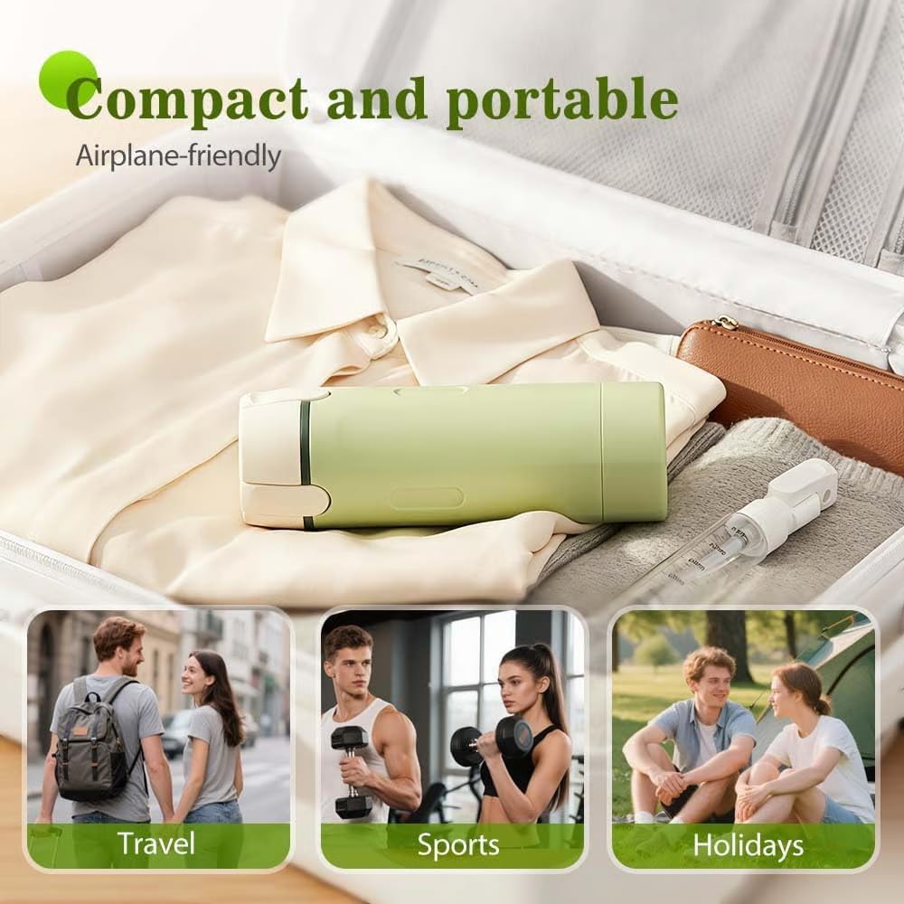 Generic compact-design 4-in-1 travel dispenser bottle for easy packing.