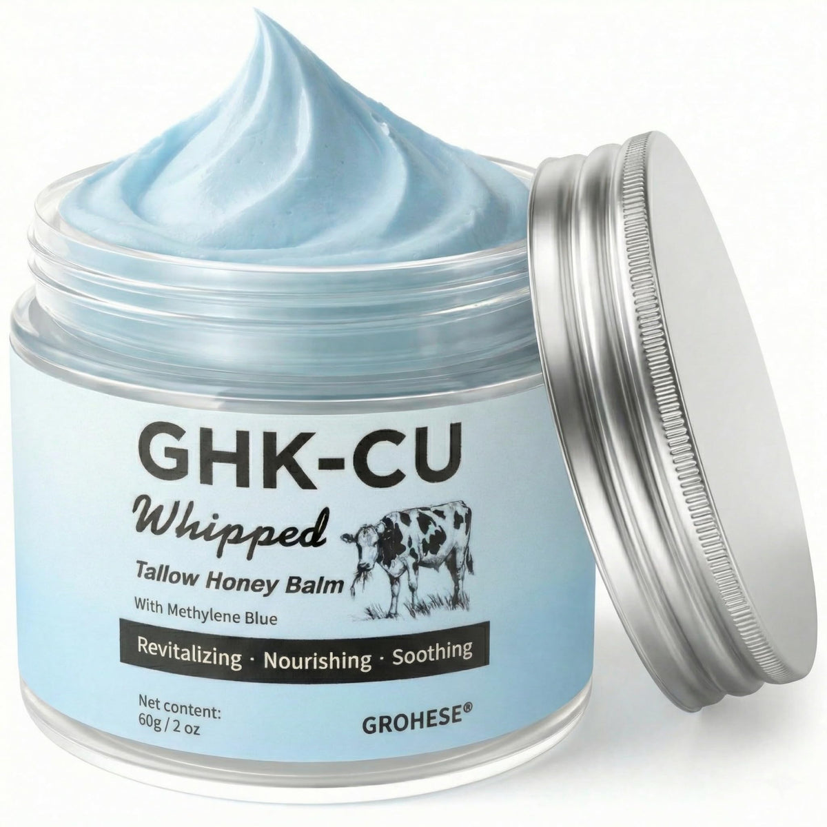 Generic copper peptides GHK-CU balm jar closeup for daily nourishment.