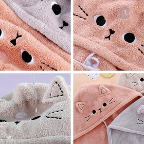 Generic Cute Cat microfiber towel close-up highlighting soft fabric for gentle hair care
