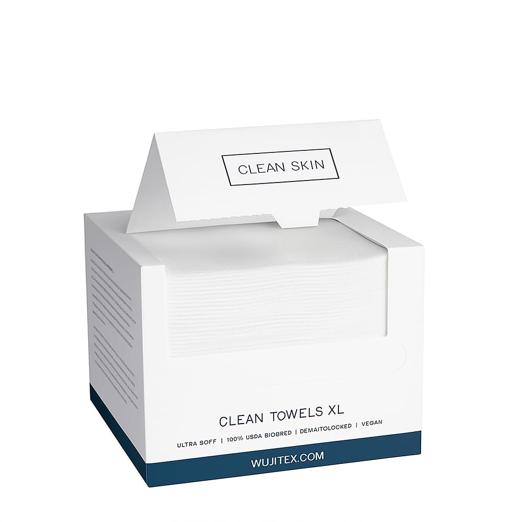 Generic Disposable Face Towels XL open pack shows soft viscose for daily cleansing.