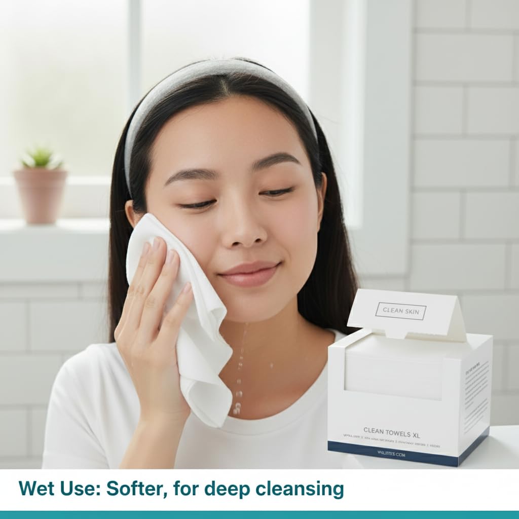 Generic Disposable Face Towels XL close-up highlights ultra soft material for sensitive skin.