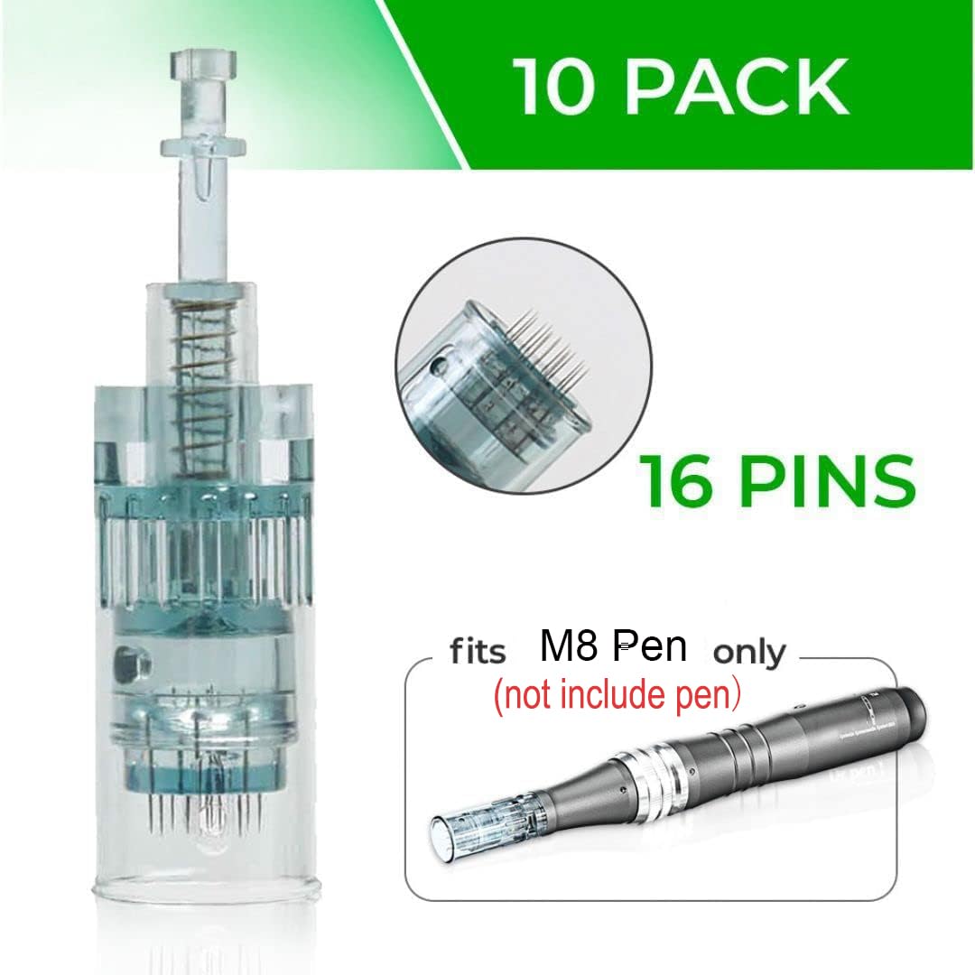 Generic Dr Pen M8 cartridges set of 10 with 0.25mm needles and 16-pin design.