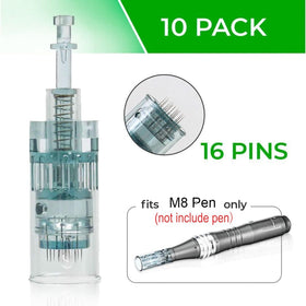 Generic Dr Pen M8 cartridges set of 10 with 0.25mm needles and 16-pin design.