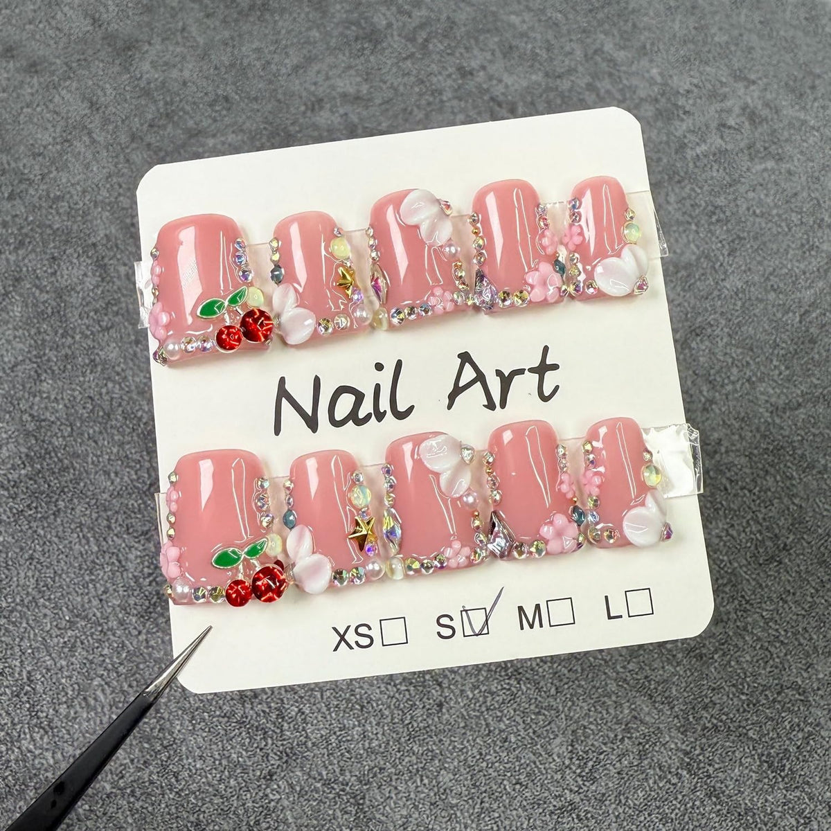 Generic Duck press-on nails with pearl accents for chic daily wear.