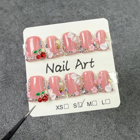 Generic Duck press-on nails with pearl accents for chic daily wear.