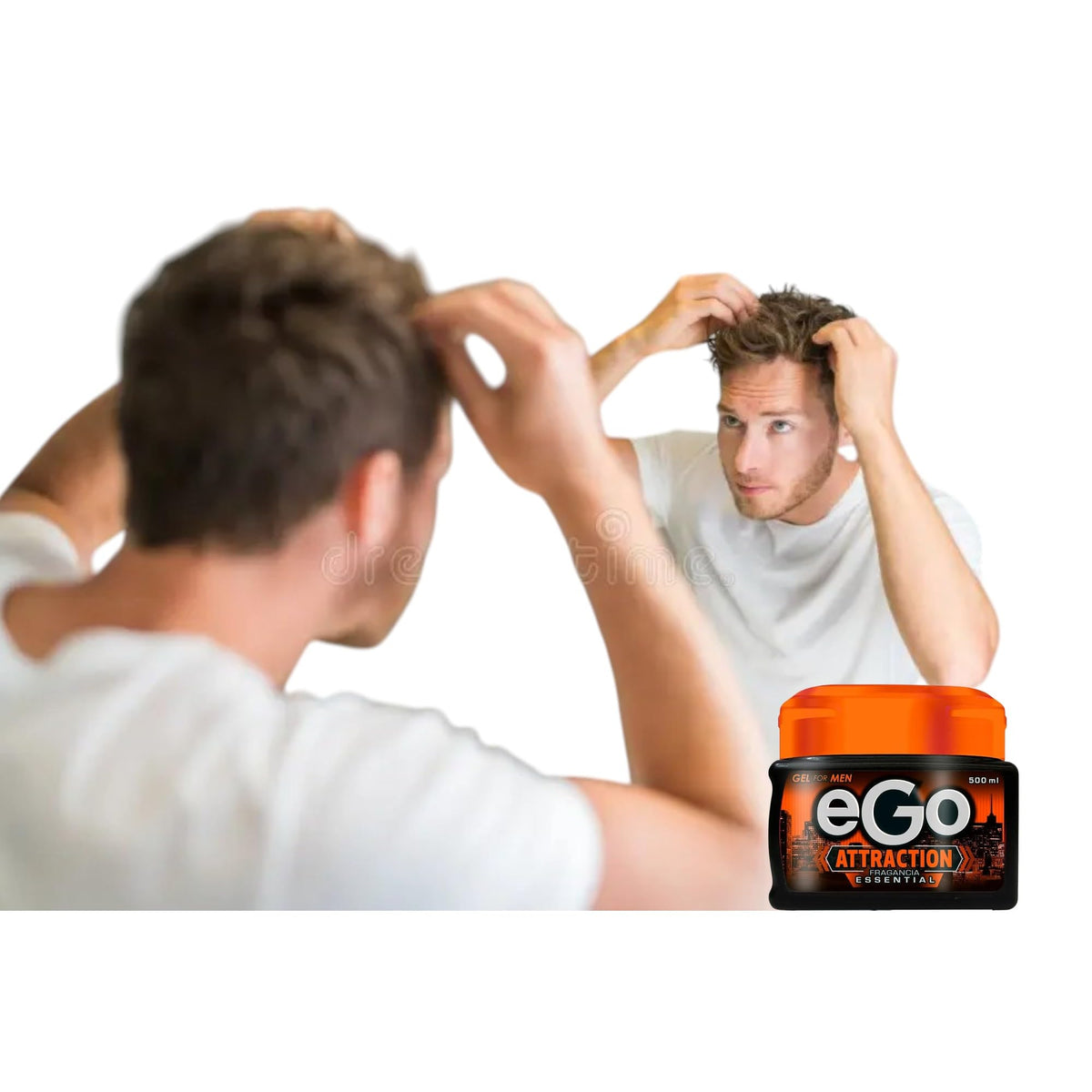 Generic Ego Gel for Men Attraction transparent gel texture highlighted for 24-hour hold