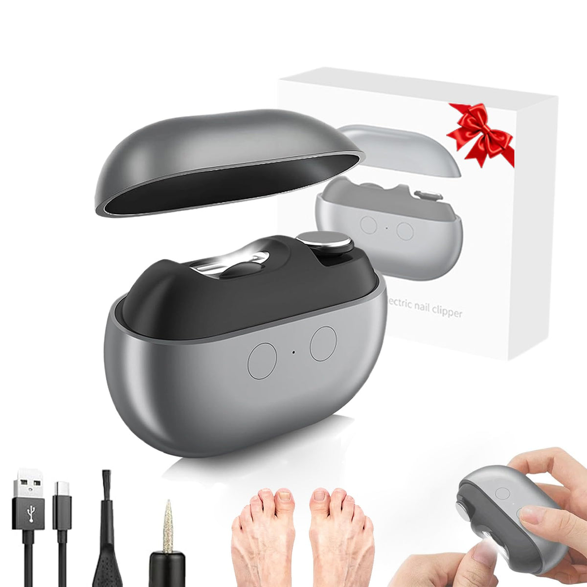 Generic Electric Nail Clippers with LED Light for seniors offer precise trimming anywhere