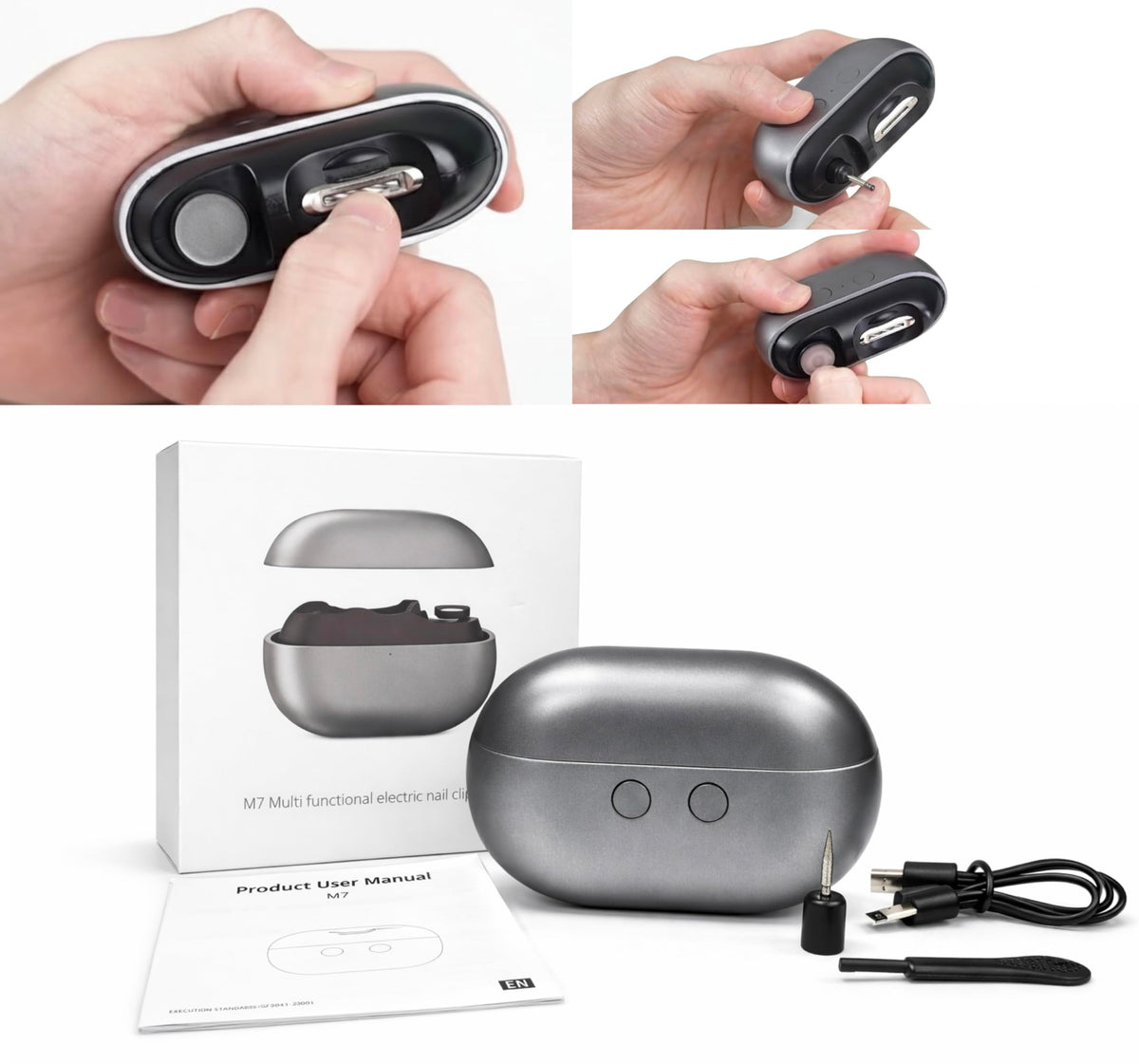 Generic electric nail clippers in use for safe senior care