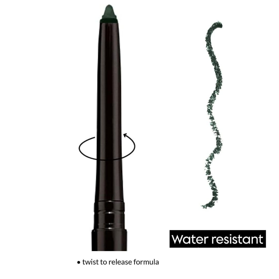 Generic Emerald Retractable Eye Liner swatch shows creamy texture and rich pigment.