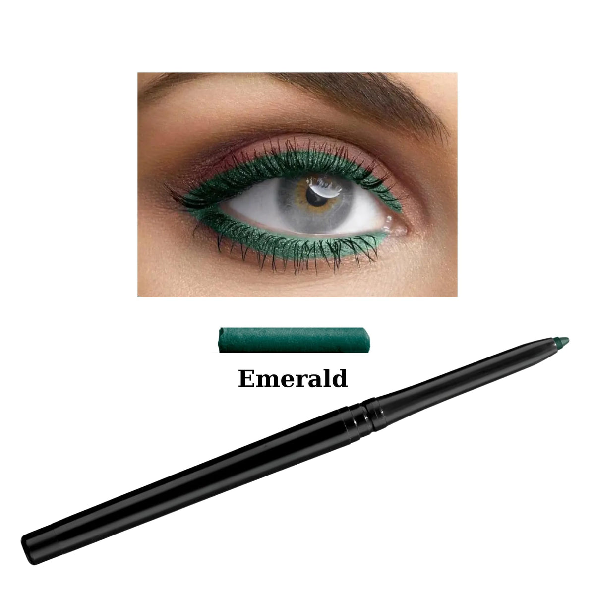 Generic Emerald Retractable Eye Liner pack 2, side view, easy glide on application.