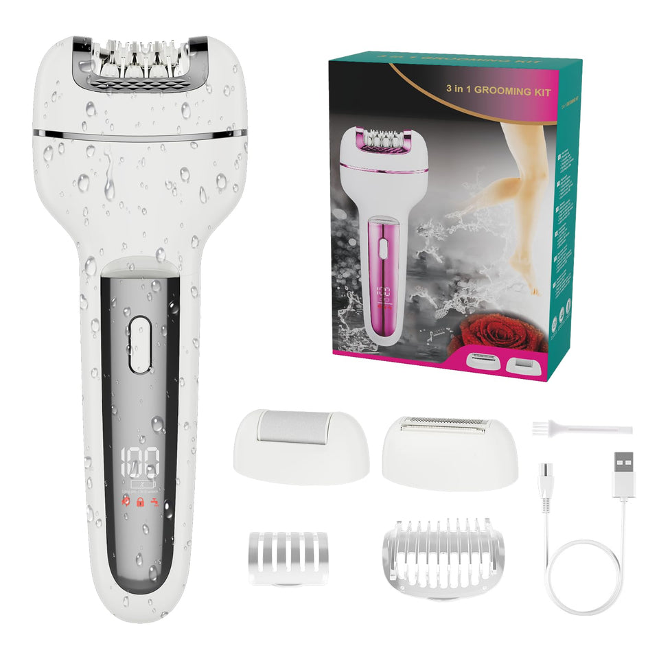 Generic epilator 3-in-1 heads enabling versatile grooming with easy head swaps