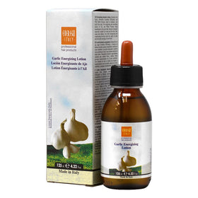Generic Garlic Lotion bottle close-up, highlighting energizing scalp care and nourishment.