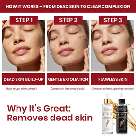 Generic Exfoliating Rice Peel Shot body scrub pour demonstrates dual action exfoliation