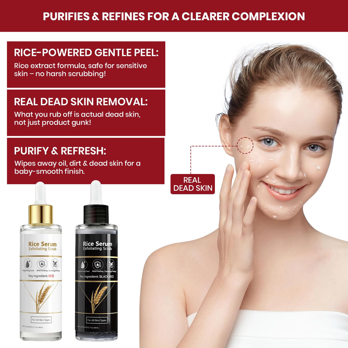 Generic Exfoliating Rice Peel Shot rice bran water essence provides hydrated renewal