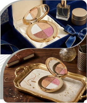 Generic Eye and Cheek Palette swatches illustrate versatile pigment payoff for bold or soft looks.
