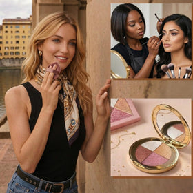 Generic Eye and Cheek Palette with mirror ideal for on-the-go makeup.
