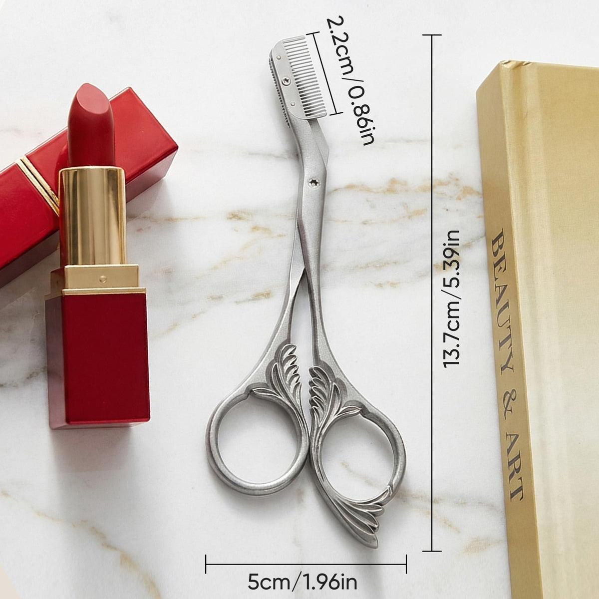 Eyebrow scissors ideal for shaping brows and refining edges.