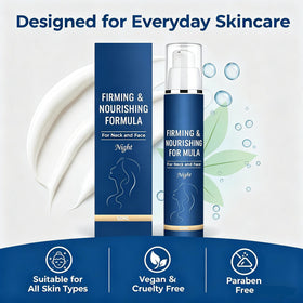 Generic face neck cream application close-up demonstrates smooth non-greasy absorption