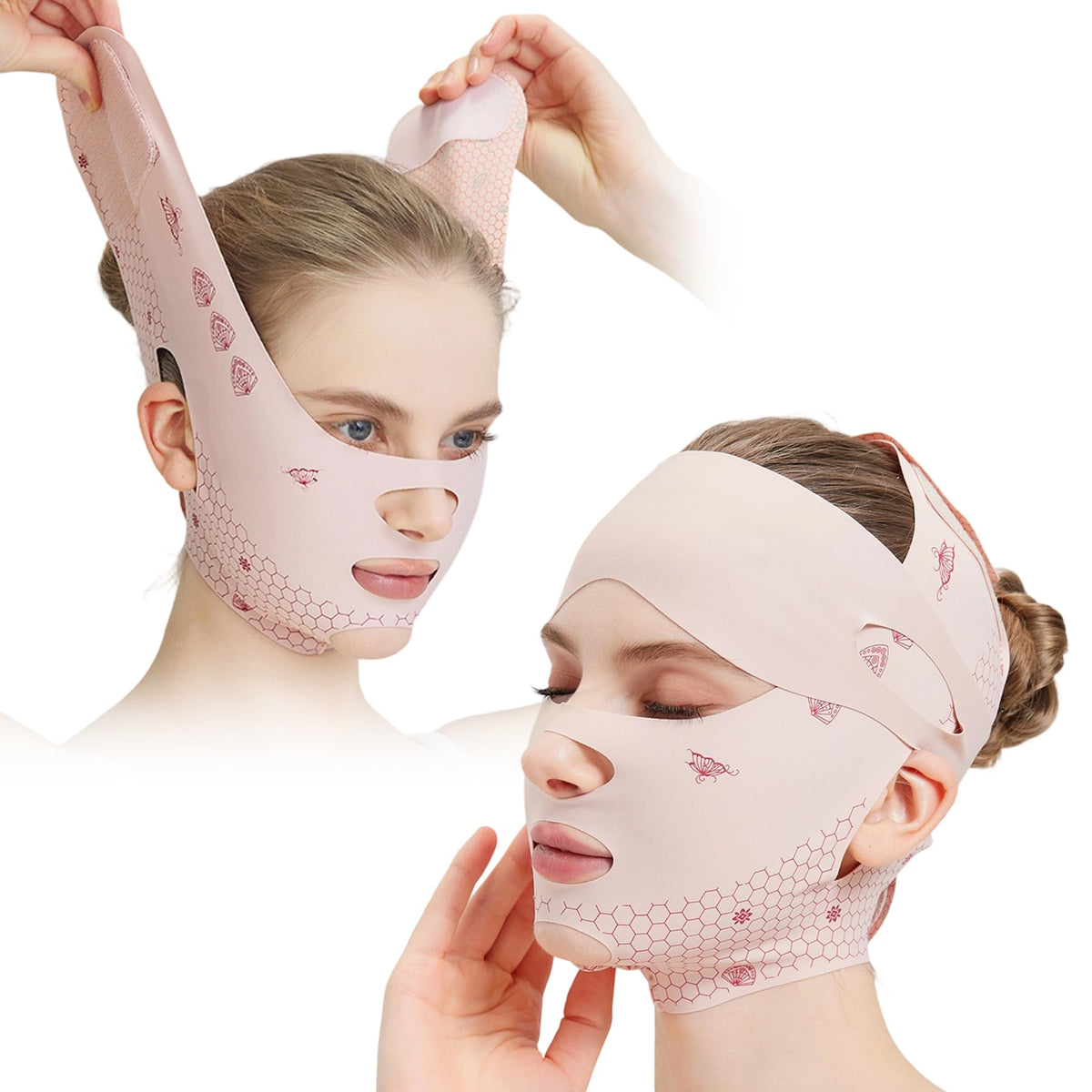 Generic Face Strap Forehead Lift Band front view showing V-shape contour for a defined jawline.