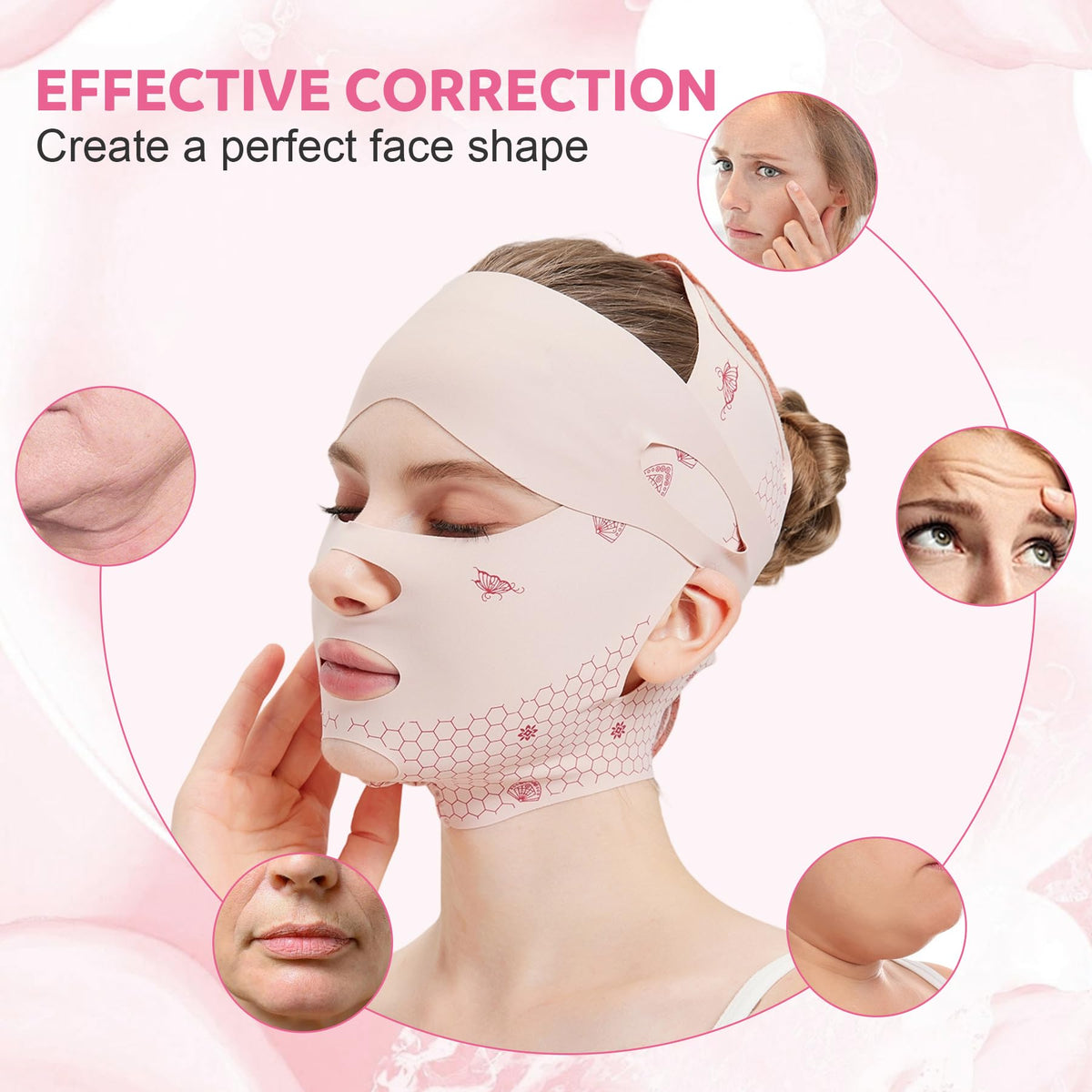 Generic Face Strap Forehead Lift Band worn during sleep demonstrates gentle support.
