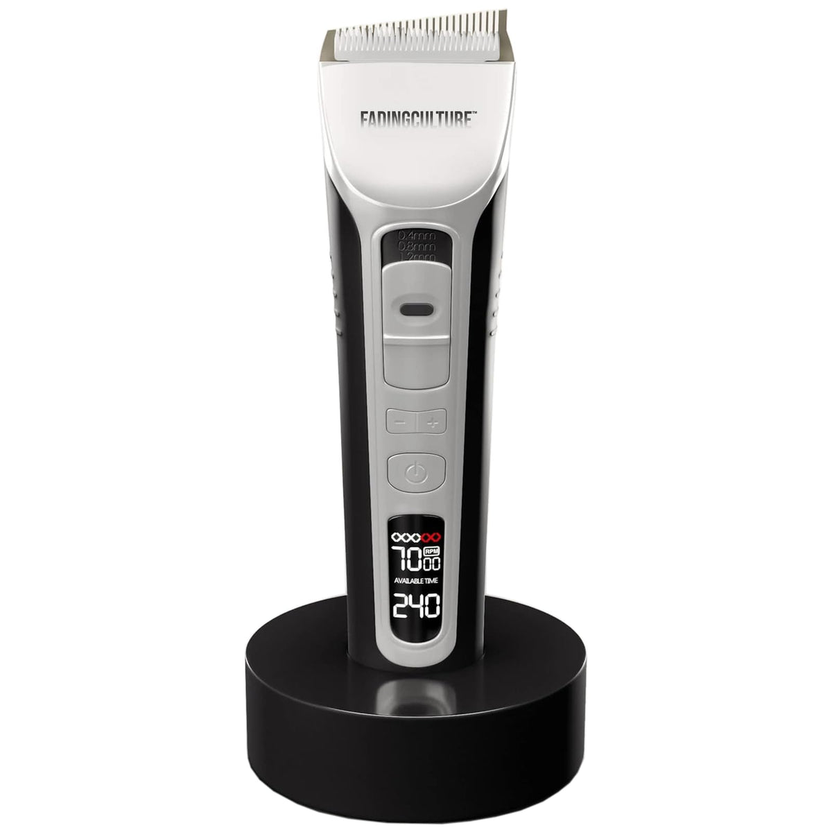 Generic Fadify 2.0 clipper close-up on ceramic blades for precise trimming.