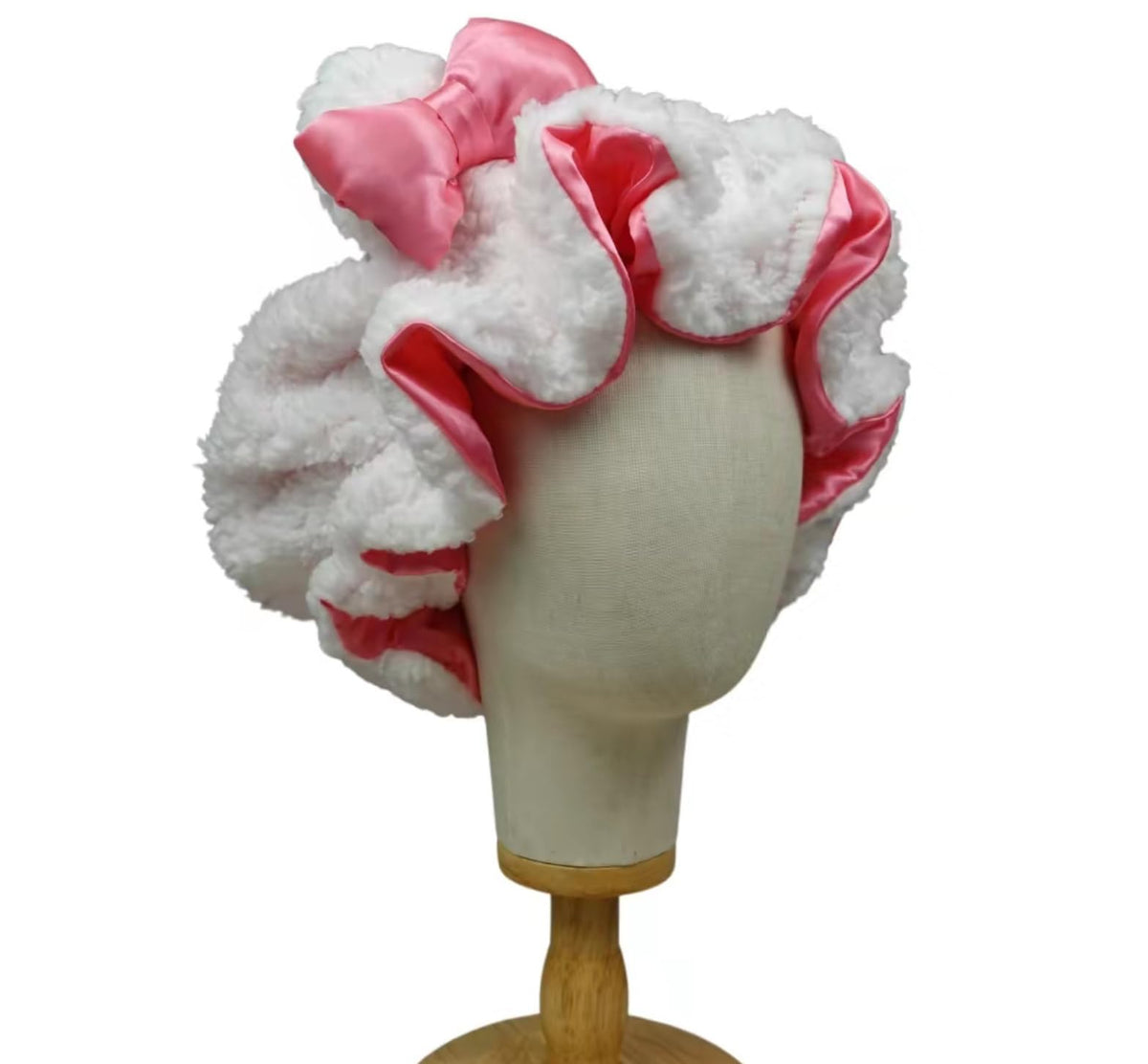 Generic Fluffy Fleece Exterior Sleep Bonnet provides warmth while protecting curls overnight