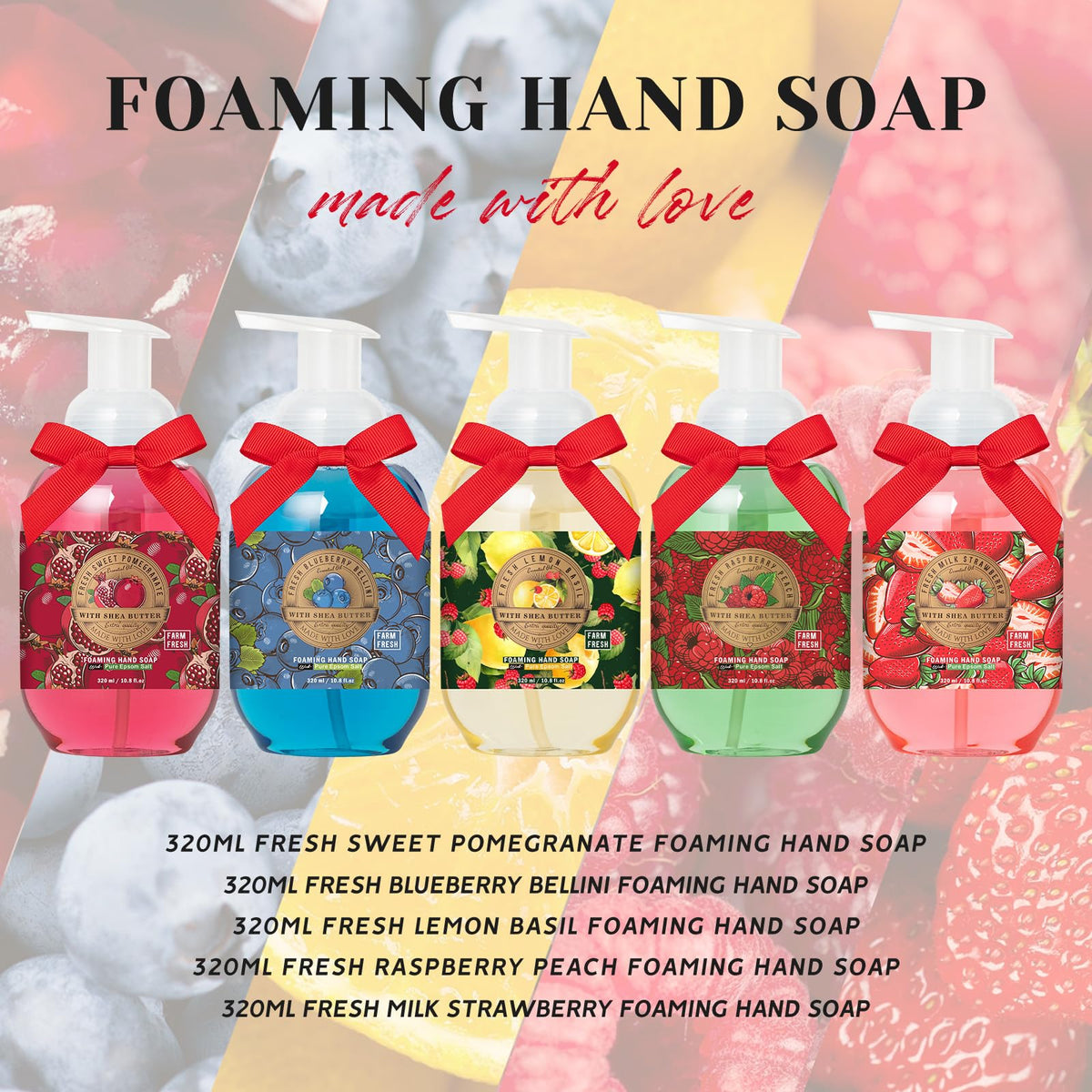 Generic Blueberry Bellini foaming hand soap bottle with fruity aroma